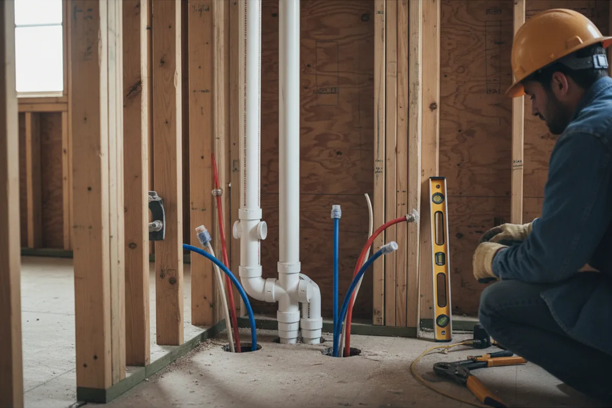 Drain and supply rough-in during Drain Cleaning in Spangler